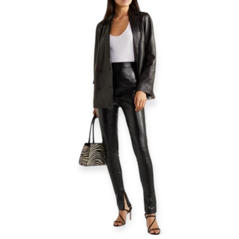 STAND STUDIO Tabitha Faux Shimmering Leather Ankle Zip Pant